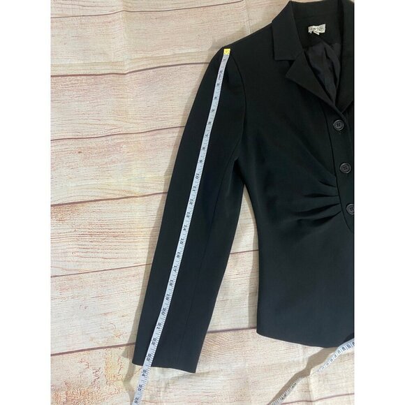 Vintage Cache Women's Black Ruched Button Front Blazer - 6 - Picture 10 of 12